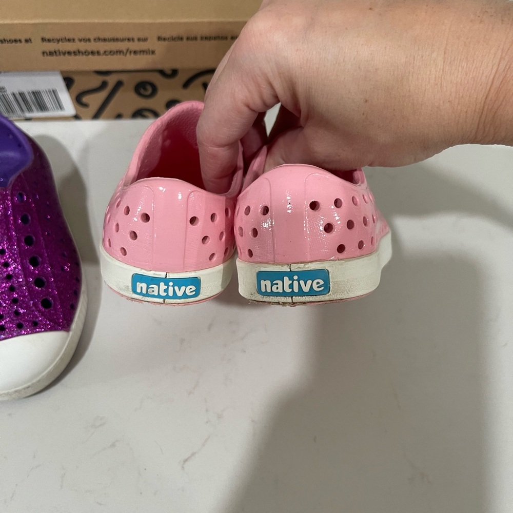Native Kids Glittery Purple and Pink Slip-On Sneakers - Picture 3 of 3